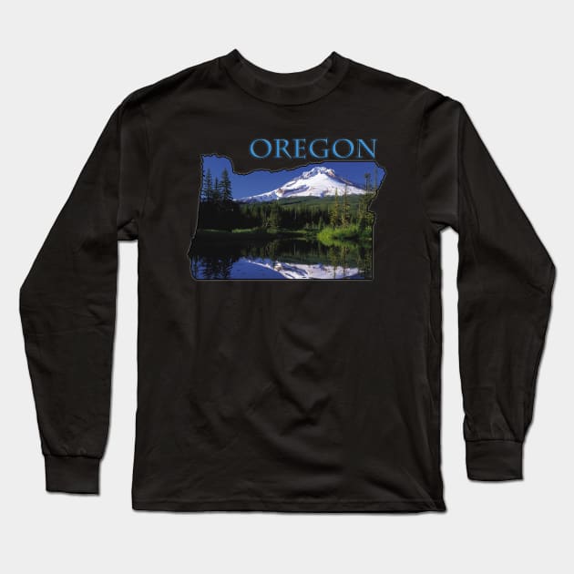 Oregon State Outline (Mount Hood) Long Sleeve T-Shirt by gorff